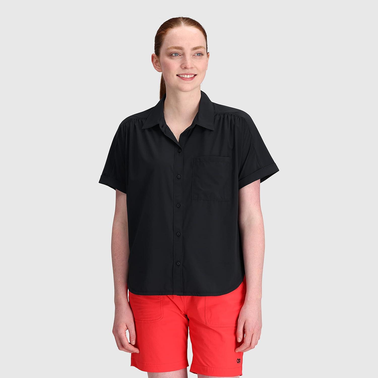 imageOutdoor Research Womens Astroman Short Sleeve Sun Shirt  Lightweight ampamp Breathable with UPF 50 Sun Protection Button DownBlack