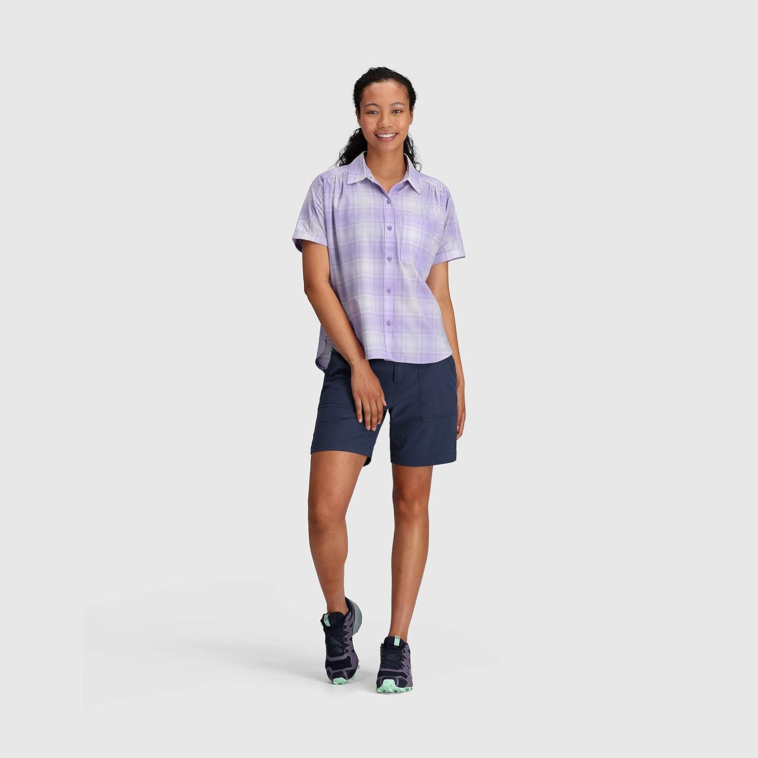 imageOutdoor Research Womens Astroman Short Sleeve Sun Shirt  Lightweight ampamp Breathable with UPF 50 Sun Protection Button DownLavender Plaid