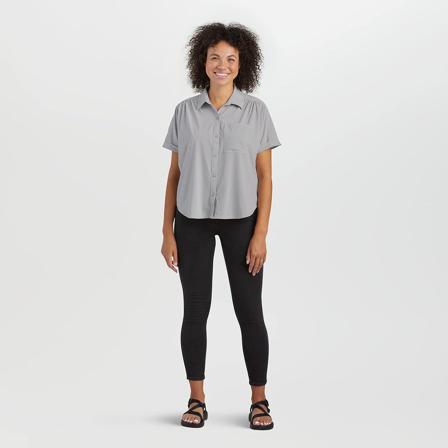 imageOutdoor Research Womens Astroman Short Sleeve Sun Shirt  Lightweight ampamp Breathable with UPF 50 Sun Protection Button DownPebble