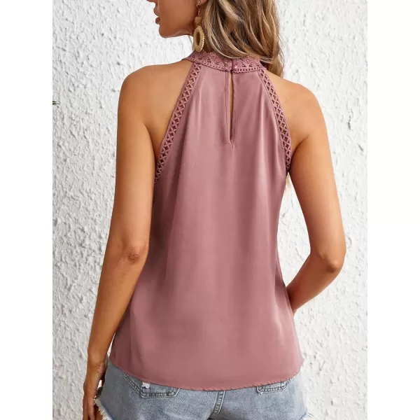Floerns Women's Lace Splice Collar Cap Sleeve Office Blouse Tops