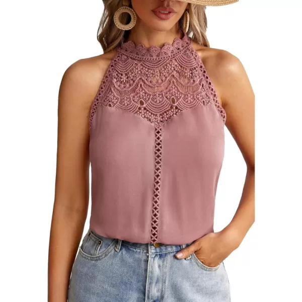 Floerns Women's Lace Splice Collar Cap Sleeve Office Blouse Tops