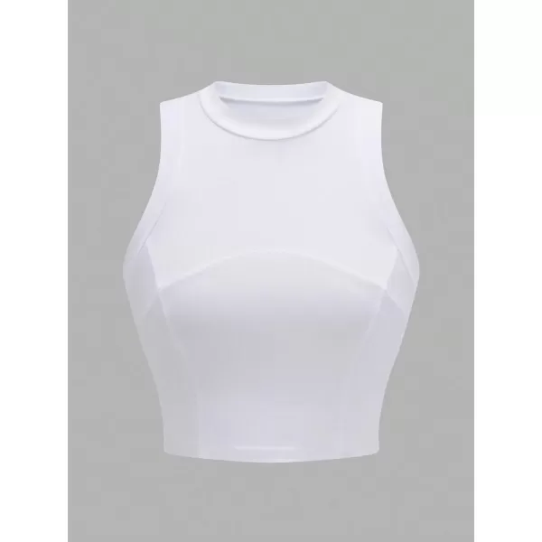 Floerns Women's 3 Pcs Sleeveless Tank Rib Knit Crewneck Casual Crop Tank Top