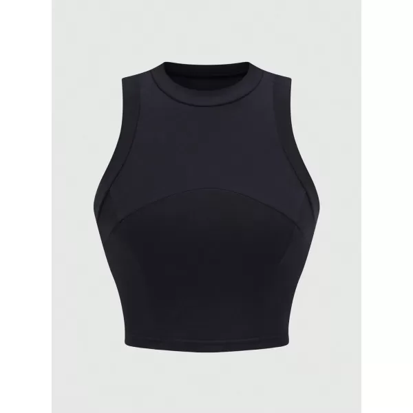 Floerns Women's 3 Pcs Sleeveless Tank Rib Knit Crewneck Casual Crop Tank Top