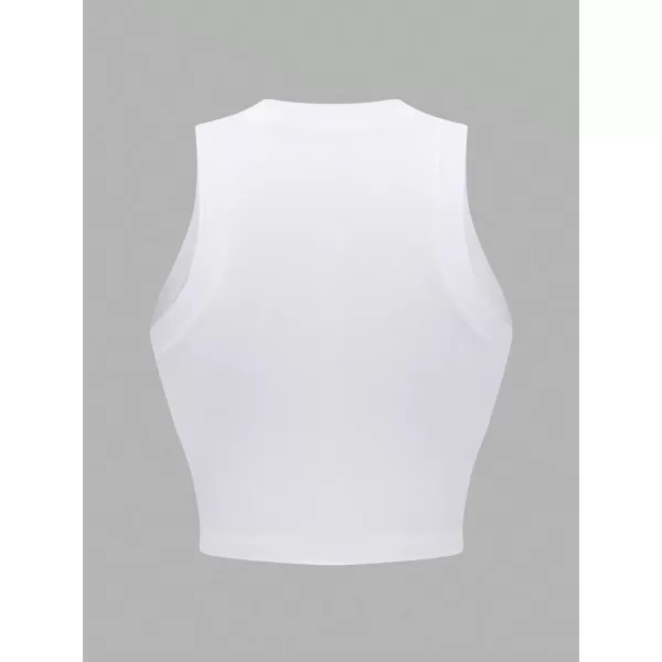 Floerns Women's 3 Pcs Sleeveless Tank Rib Knit Crewneck Casual Crop Tank Top
