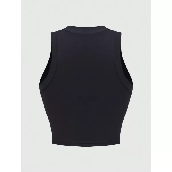Floerns Women's 3 Pcs Sleeveless Tank Rib Knit Crewneck Casual Crop Tank Top