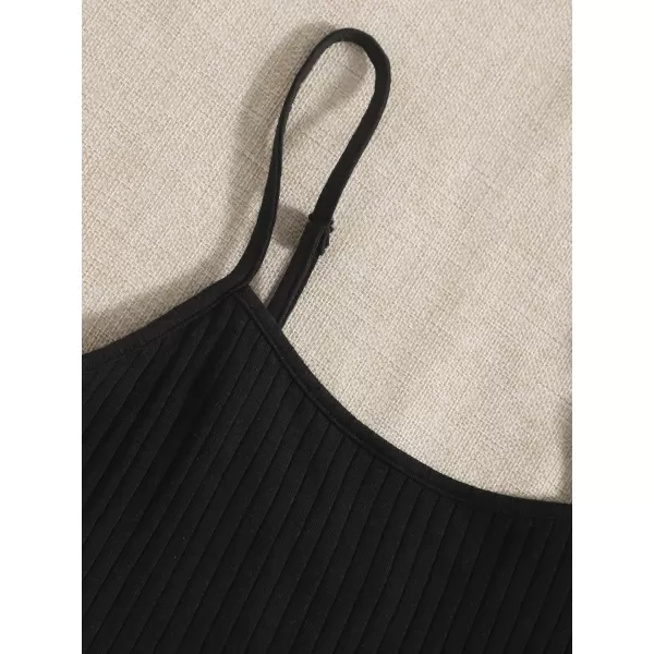 Floerns Women's 3 Pieces Basic Sleeveless Rib Knit Spaghetti Strap Crop Cami Top