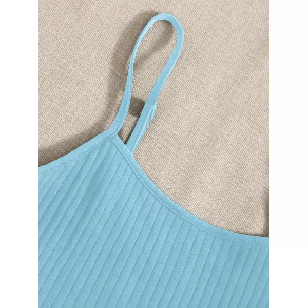 Floerns Women's 3 Pieces Basic Sleeveless Rib Knit Spaghetti Strap Crop Cami Top