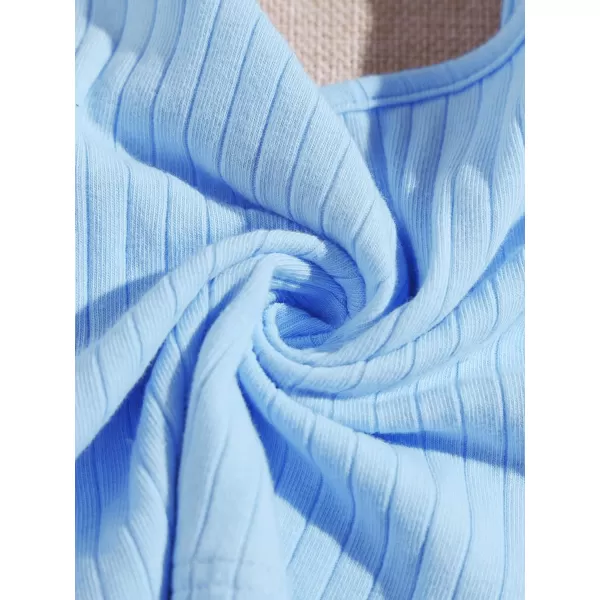 Floerns Women's 3 Pieces Basic Sleeveless Rib Knit Spaghetti Strap Crop Cami Top