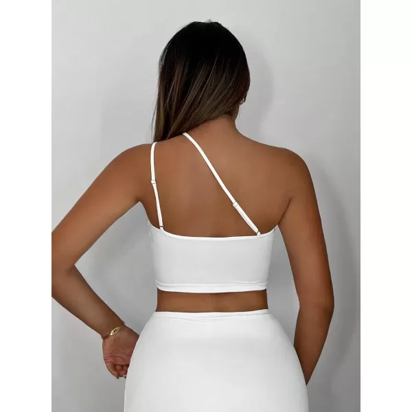 Floerns Women's Asymmetrical Neck Sleeveless Cut Out Clubwear Crop Cami Top