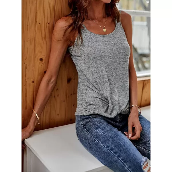 Floerns Women's Casual Sleeveless Ruched Hem Solid Twist Front Cami Tank Top