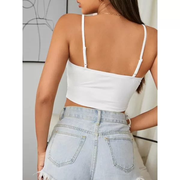 Floerns Women's Casual Solid Spaghetti Strap Ruched Sweetheart Neck Crop Cami Top
