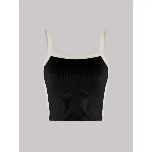 Floerns Women's 3 Pcs Knitted Colorblock Contrast Binding Sleeveless Crop Cami Top