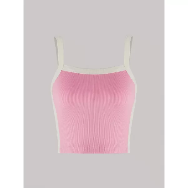 Floerns Women's 3 Pcs Knitted Colorblock Contrast Binding Sleeveless Crop Cami Top
