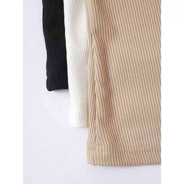 Floerns Women's 3 Pcs Ribbed Knit Casual Solid Stretchy Scoop Neck Basic Tank Top