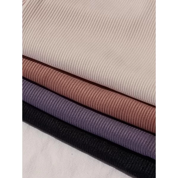 Floerns Women's 4 Pcs Long Sleeve Solid Mock Neck Ribbed Knit Tee Shirt