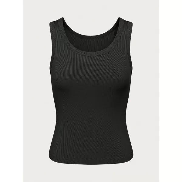 Floerns Women's 4 Pcs Scoop Neck Tank Solid Basic Sleeveless Crop Cami Top