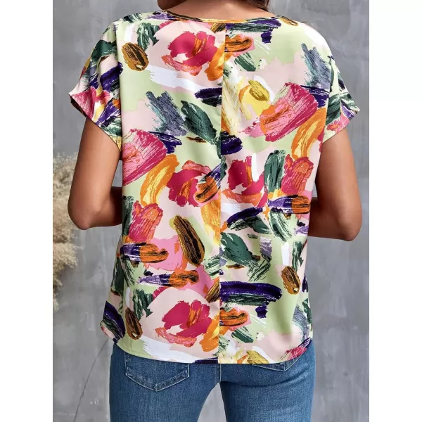 Floerns Women's Casual Cap Sleeve Leopard Print Satin Silk Blouse Tops