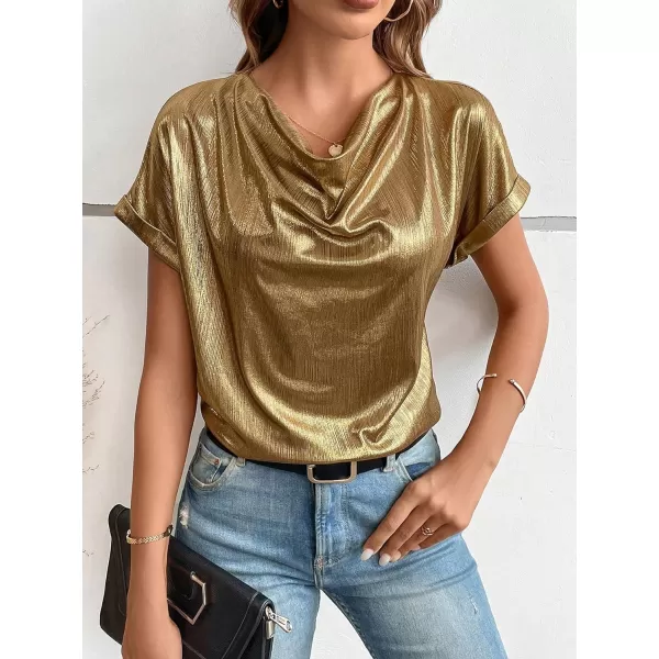 Floerns Women's Casual Cap Sleeve Leopard Print Satin Silk Blouse Tops
