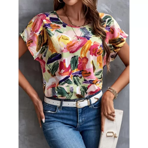 Floerns Women's Casual Cap Sleeve Leopard Print Satin Silk Blouse Tops