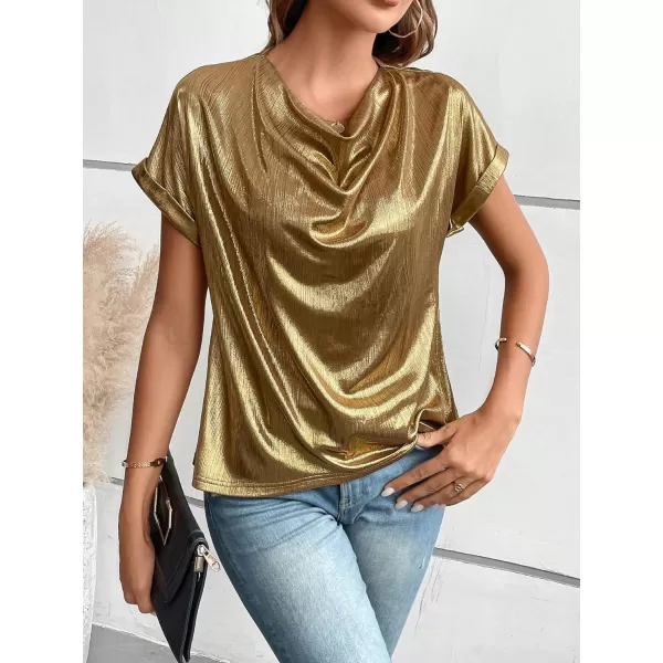 Floerns Women's Casual Cap Sleeve Leopard Print Satin Silk Blouse Tops