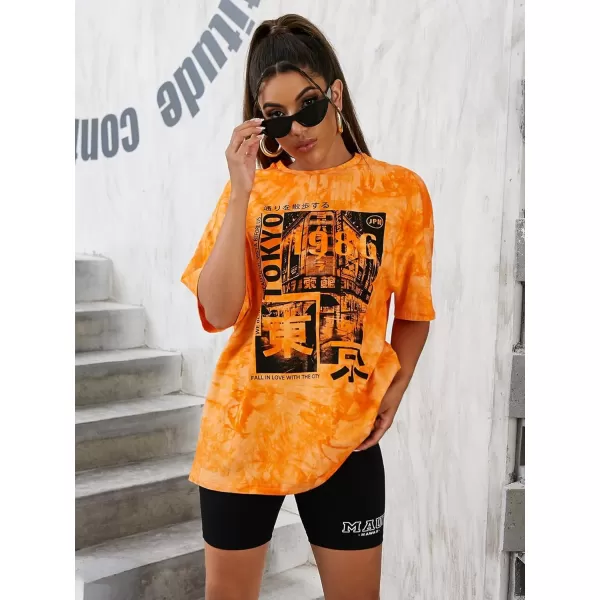 Floerns Women's Casual Graphic Print Short Sleeve Loose T Shirt Top