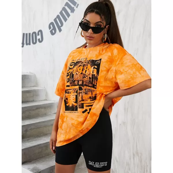 Floerns Women's Casual Graphic Print Short Sleeve Loose T Shirt Top