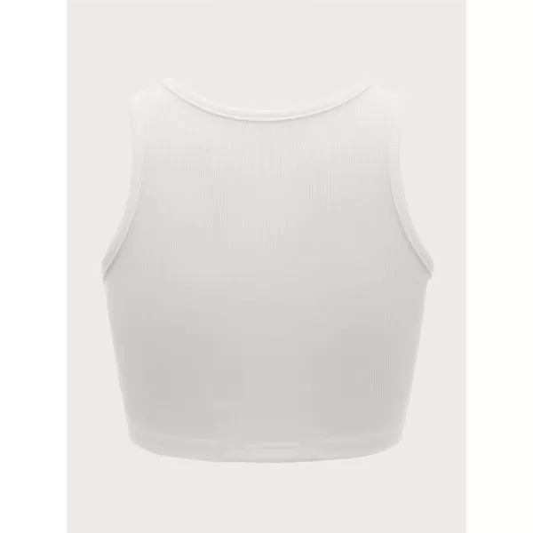 Floerns Women's Casual Scoop Neck Vest Rib Knit Sleeveless Crop Tank Top