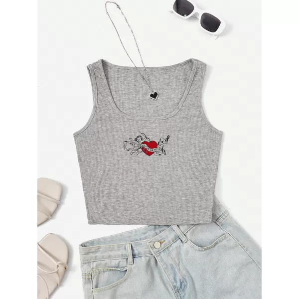 Floerns Women's Casual Sleeveless Camisole Scoop Neck Slim Fit Crop Tank Top