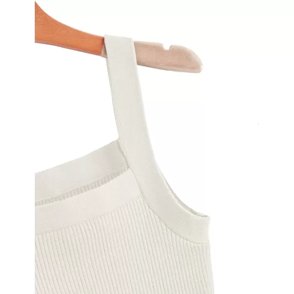 Floerns Women's Casual Solid Sleeveless Square Neck Rib Knit Crop Tank Top