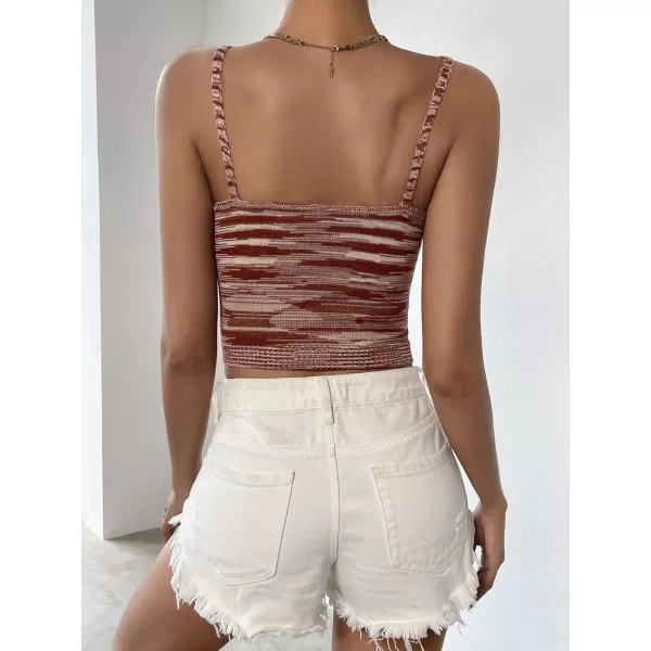 Floerns Women's Casual Solid Sleeveless Square Neck Rib Knit Crop Tank Top