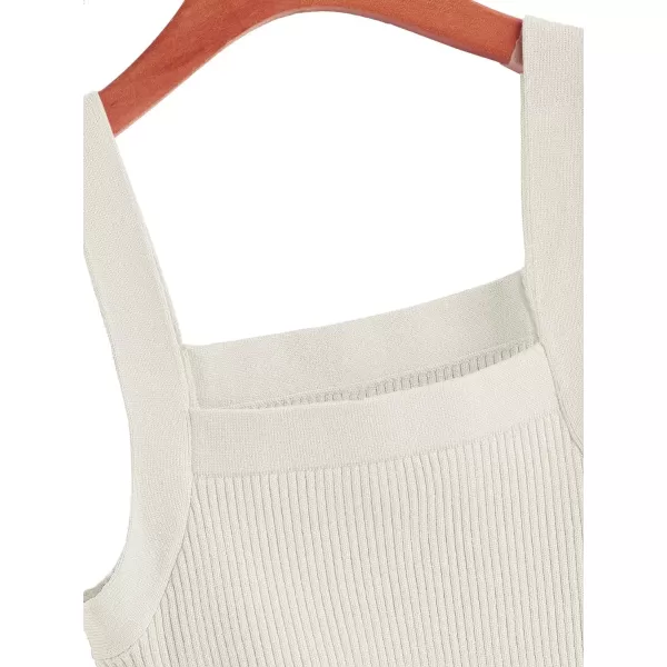 Floerns Women's Casual Solid Sleeveless Square Neck Rib Knit Crop Tank Top