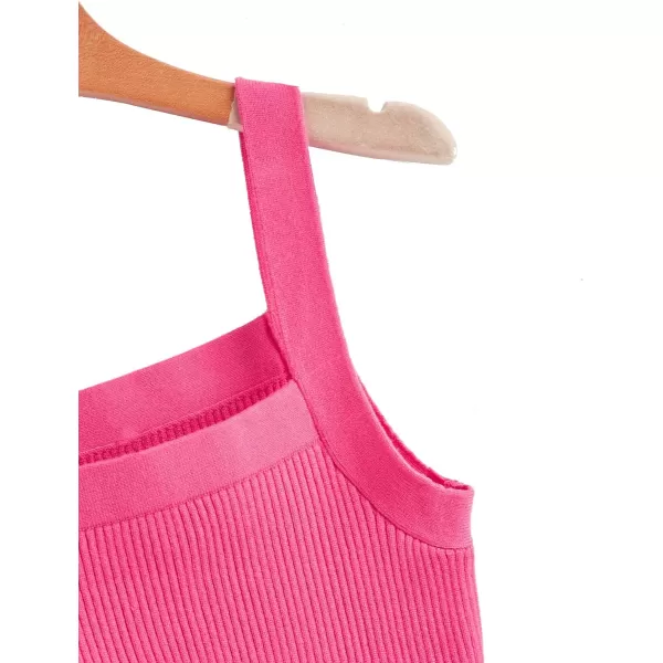 Floerns Women's Casual Solid Sleeveless Square Neck Rib Knit Crop Tank Top