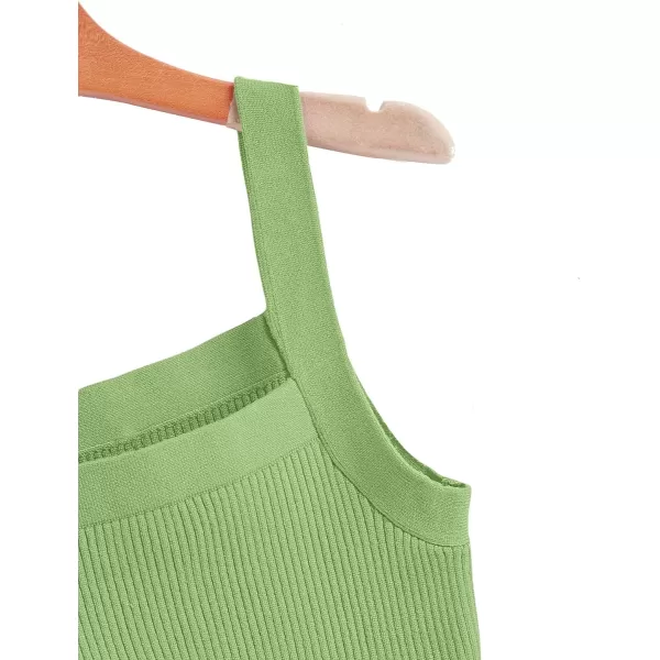 Floerns Women's Casual Solid Sleeveless Square Neck Rib Knit Crop Tank Top