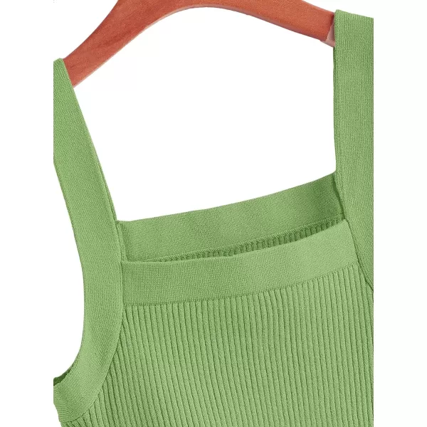 Floerns Women's Casual Solid Sleeveless Square Neck Rib Knit Crop Tank Top