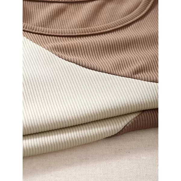 Floerns Women's Color Block Sleeveless Ribbed Knit Casual Crop Tank Top