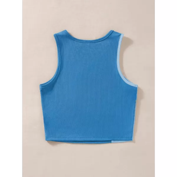 Floerns Women's Color Block Sleeveless Ribbed Knit Casual Crop Tank Top