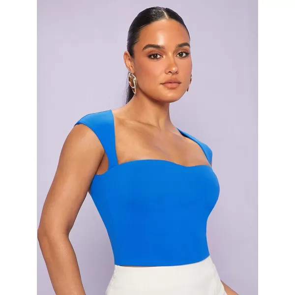 Floerns Women's Cut Out Back Sleeveless Tank Tops Sweetheart Neck Crop Top