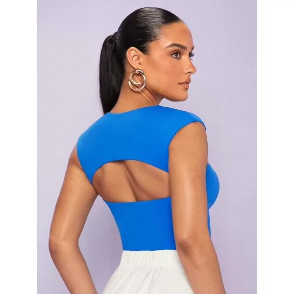 Floerns Women's Cut Out Back Sleeveless Tank Tops Sweetheart Neck Crop Top