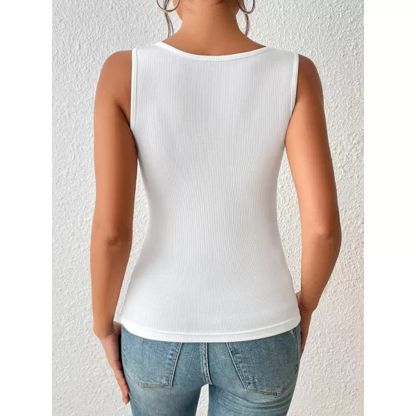 Floerns Women's Cut Out Front Asymmetrical Neck Rib Knit Sleeveless Tank Top