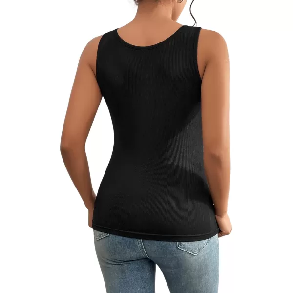 Floerns Women's Cut Out Front Asymmetrical Neck Rib Knit Sleeveless Tank Top