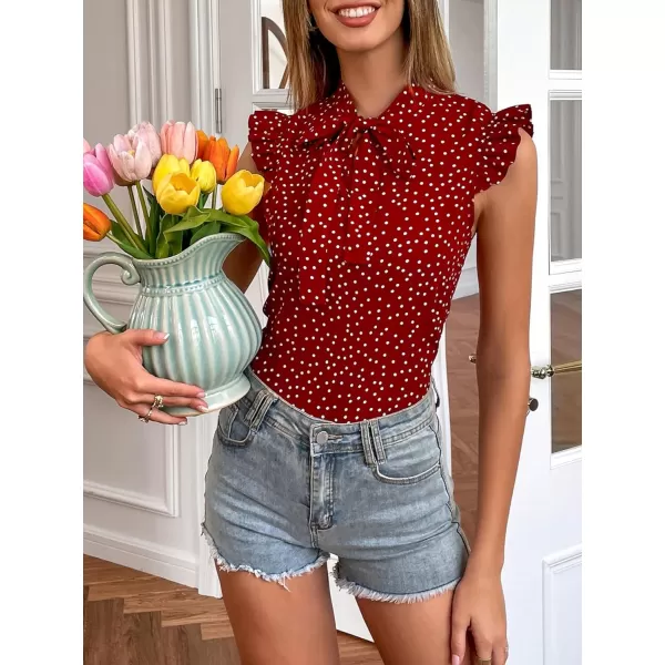 Floerns Women's Sleeveless Bow Tie Striped Summer Chiffon Blouse Top