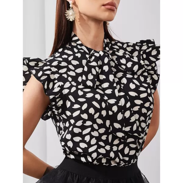Floerns Women's Sleeveless Bow Tie Striped Summer Chiffon Blouse Top