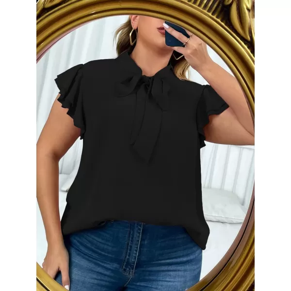 Floerns Women's Sleeveless Bow Tie Striped Summer Chiffon Blouse Top