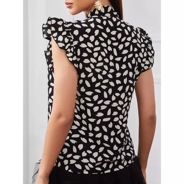 Floerns Women's Sleeveless Bow Tie Striped Summer Chiffon Blouse Top
