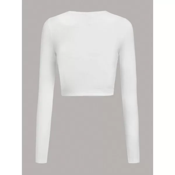 Floerns Women's Solid Long Sleeve Slim Fit Crewneck Basic Crop Tops Tee