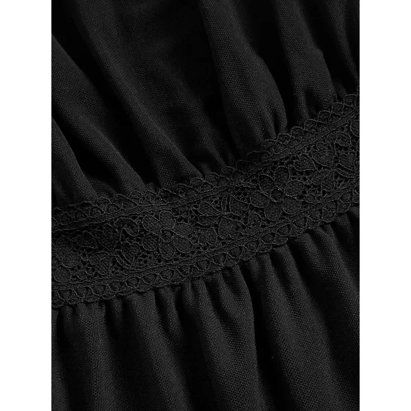 Floerns Women's Square Neck Ruched Bust Knot Front Puff Sleeve Peplum Blouse Top