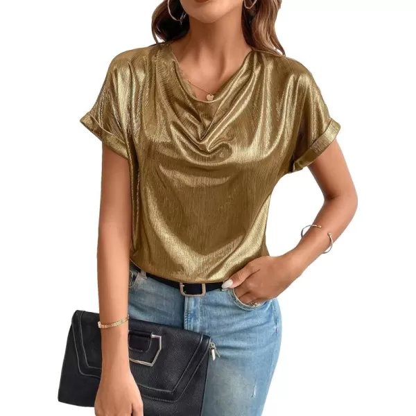 Floerns Women's Casual Cap Sleeve Leopard Print Satin Silk Blouse Tops