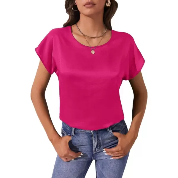 Floerns Women's Casual Cap Sleeve Leopard Print Satin Silk Blouse Tops