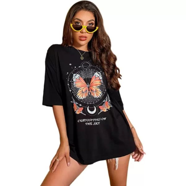 Floerns Women's Casual Graphic Print Short Sleeve Loose T Shirt Top