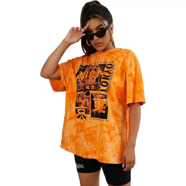 Floerns Women's Casual Graphic Print Short Sleeve Loose T Shirt Top